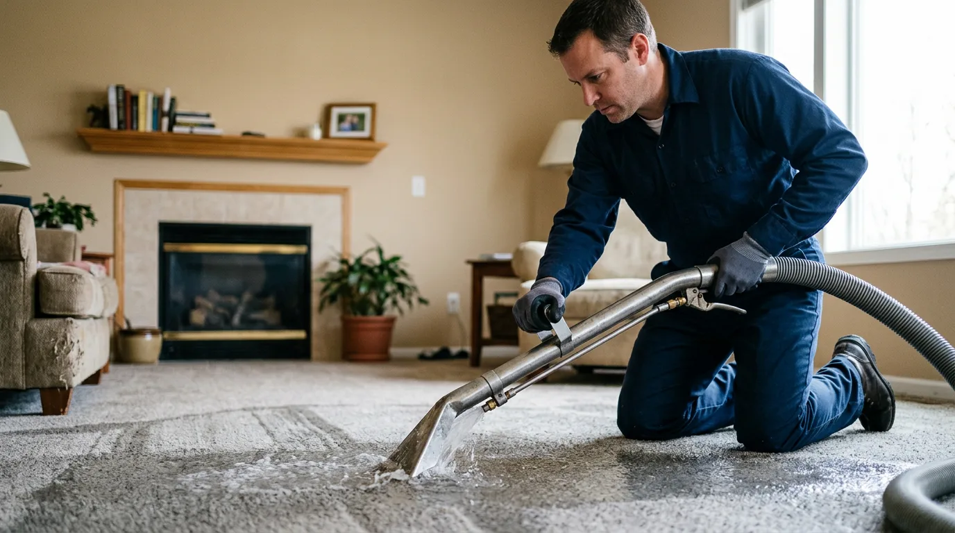 Water damage restoration technician working near Irvington, IL